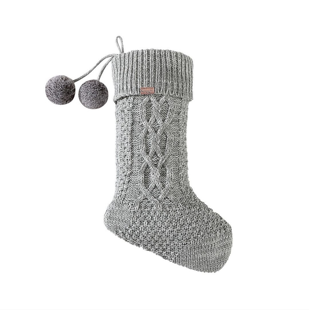 Koolaburra by UGG Carla Cable Knit Stocking Gray Holiday Christmas Stocking NWT